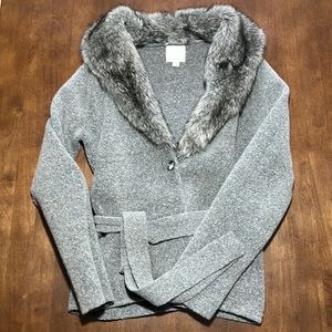 Anthropologie Sweater with Faux Fur Collar